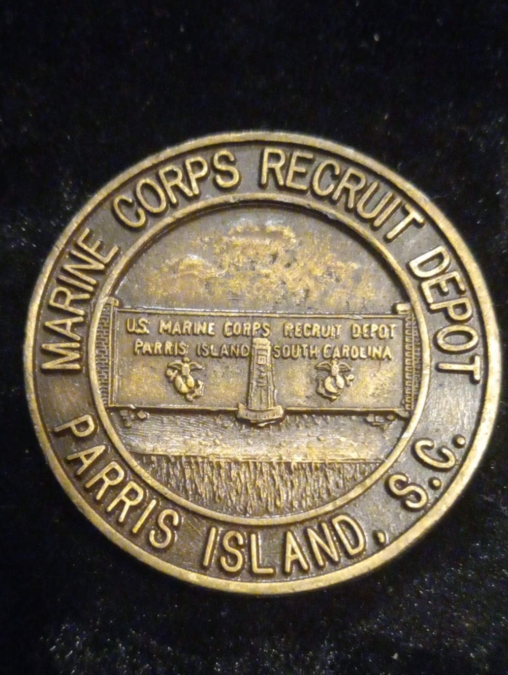 Marine Corps Recruit Depot Parris Island Commemorative Coin - Gold Tone